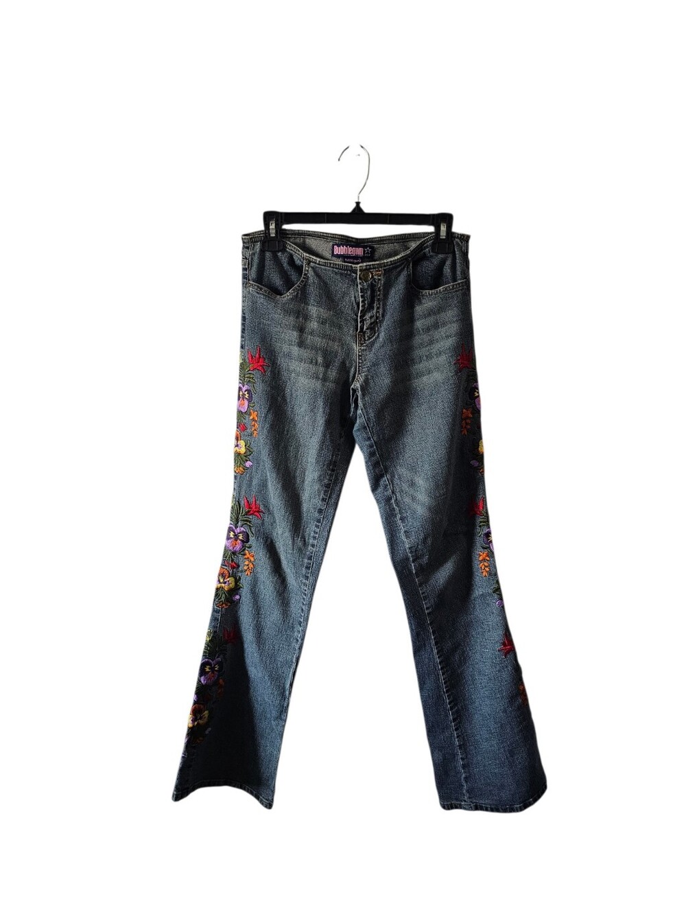 Vintage Bubblegum USA Flare Jeans 3/4 Embroidered Floral Y2K Fairycore Boho